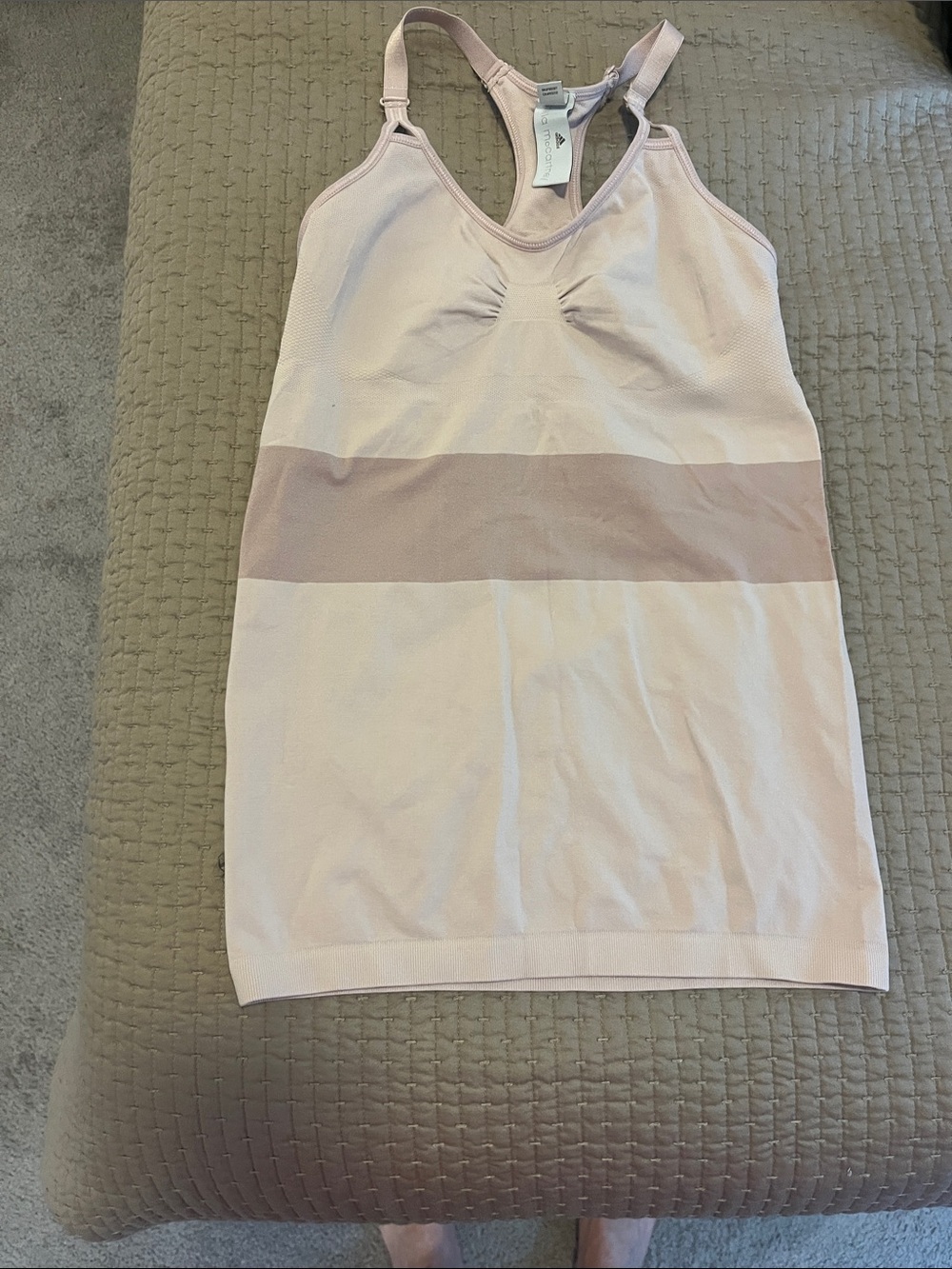 Stella McCartney Seamless  Light Blush Tank with built in bra and Contrast Band